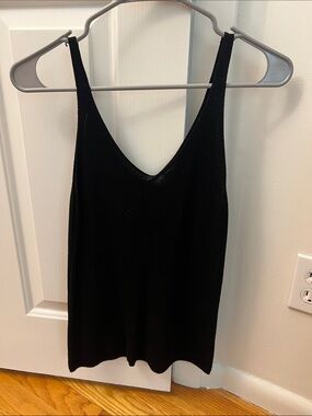Black V-Neck Knit Tank Top
